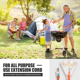 Extension Cord Outdoor 3 Prong 25 FT - 16/3 SJTW 3 Grounded Outlets Lighted Extension Cord Weatherproof Heavy Duty Flexible Extension Cable for Universal Use Household/Indoor/Outside Usage ETL Listed