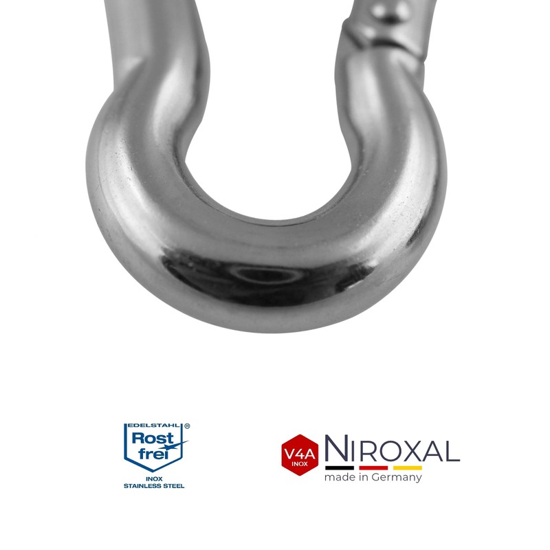 NietFullThings Stainless Steel Carabiner Hook without Thimble V4A Robust Design