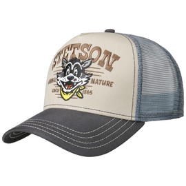 Stetson Trucker Caps - Baseball Cap with Cotton - Baseball Cap with Brand Embroidery - Snapback Cap with Mesh Insert - Peaked Cap Winter / Summer - Trucker Cap, Animal grey-beige, 56-61