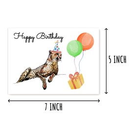 SNMDesigns Funny Cheetah With Balloons Card - Pretty Cheetah Card - Hilarious Birthday Card - Cheetah Greeting Card - Fun Card