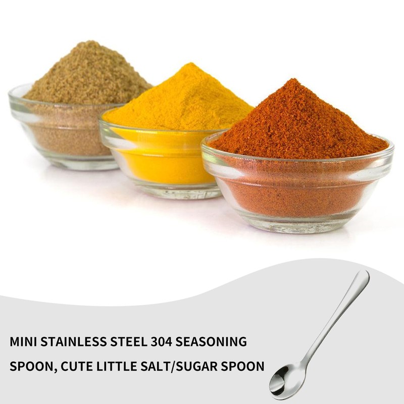 8pcs 7.5cm×1.6cm Tiny Stainless Steel Spoons Set, 304 Steel Mini