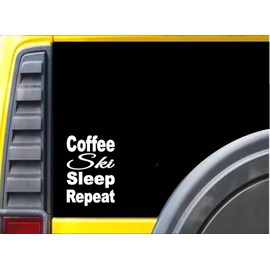 EZ-STIK Coffee Ski Sleep K816 8 inch Sticker Skiing Decal