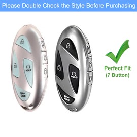 Aoocar Leather Key Fob Cover, Compatible with 2023 2024 2025 Hyundai Ioniq 6 Grandeur GN7, fit for Sonata Elantra Kona Santa Fe 2024 2025, No Screw Design Key Holder Protector (7 Button, Brown)