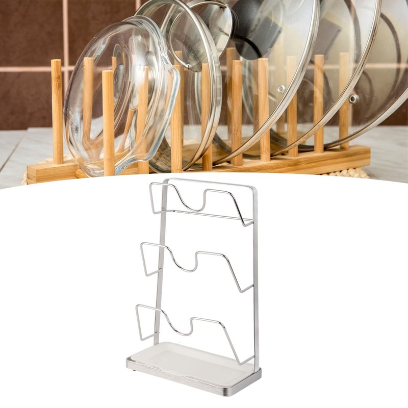 Wall Mounted Pot Lid Rack 304 Stainless Steel Punch Free