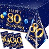 GREHUMOR 80th Birthday Decorations Men-3pcs Navy Blue Birthday Table Covers