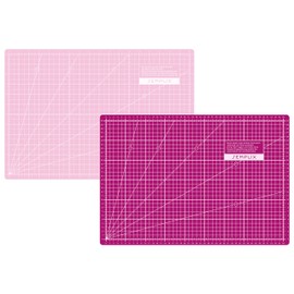 SEMPLIX Self-healing cutting mat A3 in green, pink, grey, turquoise, purple. Ideal for crafts, sewing and patchwork. 45 x 30 cm. Printed on both sides. Front cm, back inch dimensions