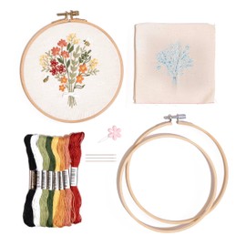 CRAFT CLUB Buzzing Bouquet Embroidery Kit - DIY Arts & Crafts Set | Cross Stitch & Punch Needle Kit with Bamboo Embroidery Hoop and Full Thread Packs | Xmas Gift