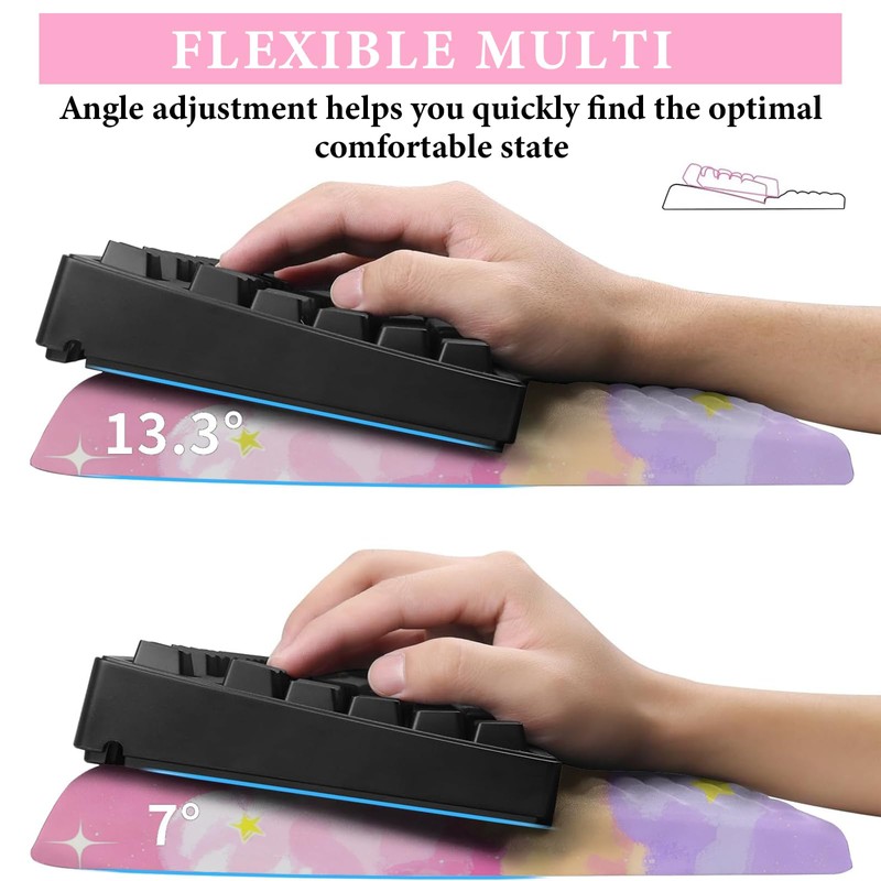 Ergonomic Keyboard Wrist Rest with Cute Cloud Print Adjustable Riser