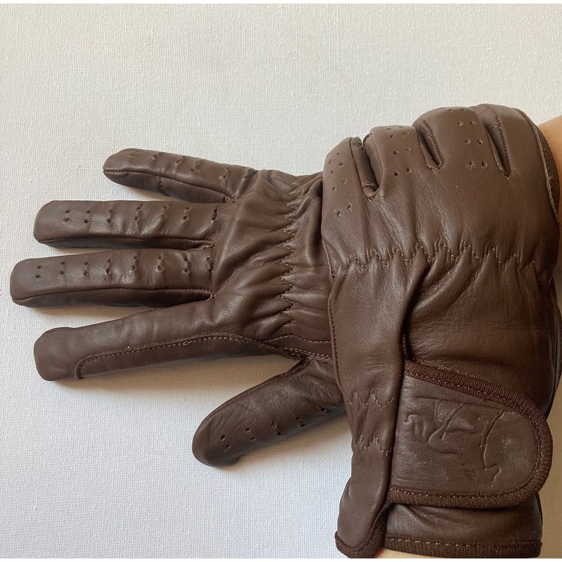 Guantes de equitación para mujer, 100% piel auténtica, color marrón,