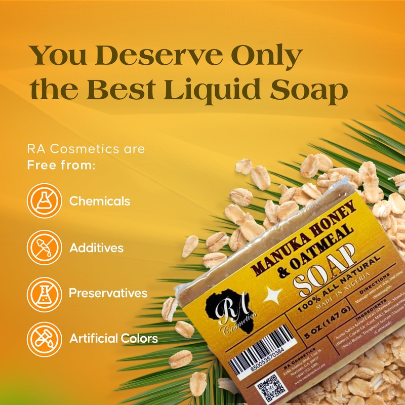 RA COSMETICS Manuka Honey & Oatmeal Bar Soap 5oz