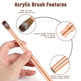 Aeocidy Pincel para Uñas Acrílicas Pinceles para Uñas de Marta pura Kolinsky para La Aplicación de Polvos Acrílicos Extensión de Uñas Manicura DIY Home Salon Pincel de Diseño de Uñas