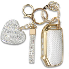 Simocky Key Fob Cover with Heart Keychain, Car Key Shell Compatible with Kia 2020-2022 Soul 2019-2021 Forte 2020-2021 Telluride K5 2021-2022 Seltos NIRO Sportage Sorento Protector (White)