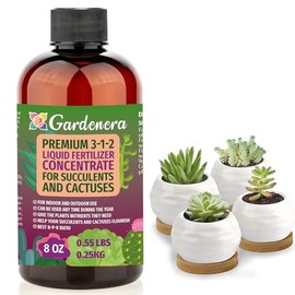 Premium Liquid Succulent Plant Fertilizer - 3-1-2 Concentrate for Indoor Plants and Flowers by Gardenera | Organic Plant Food for Succulents - 8oz
