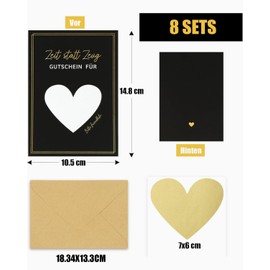 MYGLOAR 8 Pieces with Scratch Stickers, Fillable Coupons, Writeable Scratch Card Gifts for Women, Gifts for Girlfriends, Birthday Cards, Cinema Coupons, Travel Vouchers, Birthday Gifts