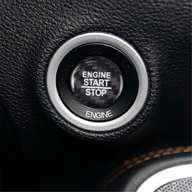 M.JVisun Carbon Fibre One Button Start Button Lid Trim Ignition Switch Sticker for Dodge Challenger SRT Charger Durango for Jeep Compass Cherokee Grand Cherokee Grand Commander PHEV - Black