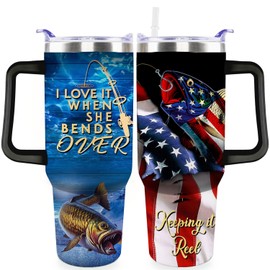 Fishing Gifts For Men Gifts for Fathers Day 40oz Black Born To Fish Forced to Work Travel Tumbler Birthday Christmas Presents For Grandpa Dad Uncle Boyfriend Fishing Lover Travel Cup With Lid Straw