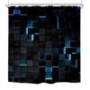 Riyidecor Blue Black Shower Curtain 72Wx72H Inch Abstract Navy Brick