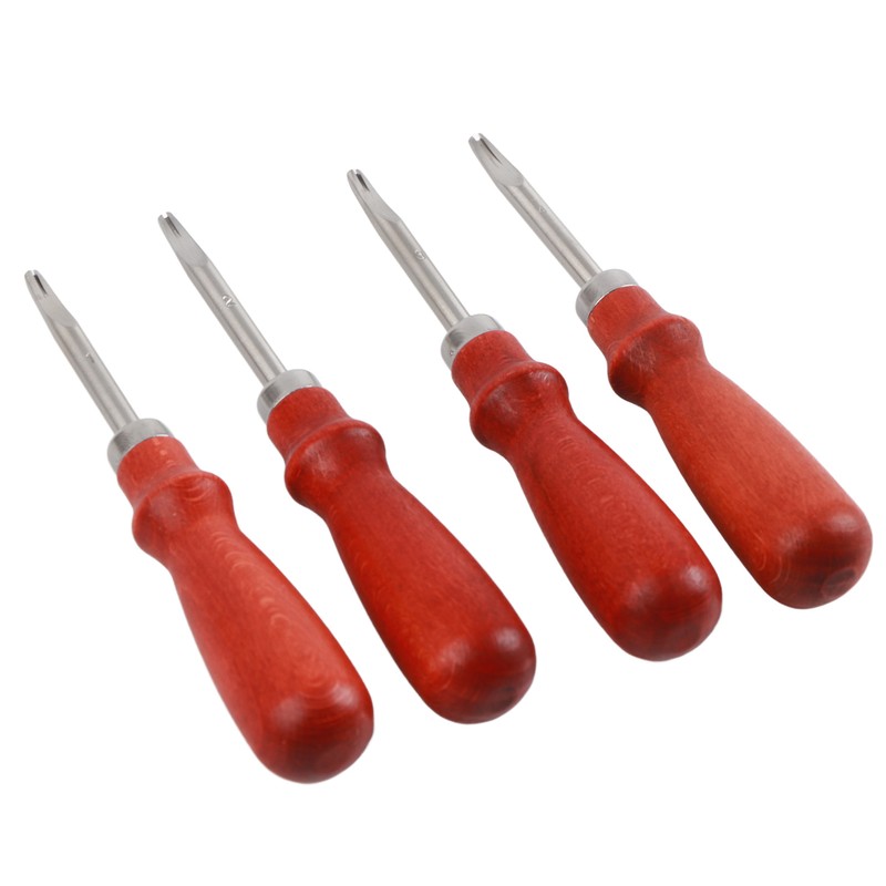 4pcs Leather Edger Professional Trimming Working Kit with Wooden Handle