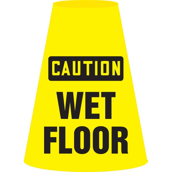 Accuform FBC923P Vinyl Traffic Cone Cuff Sleeve, Legend "Caution Wet