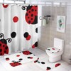 Cute Red Ladybug 4 Piece Shower Curtain Sets, Non-Slip Rugs,