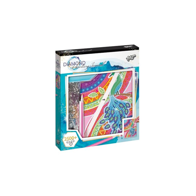 Totum 079762 Peacock Diamond Painting Craft Set Notebook, Colourful