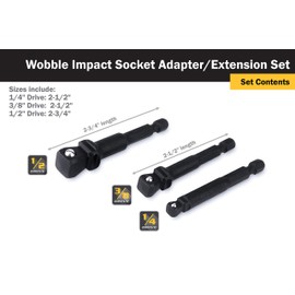 Titan 49003 2-3/4" Impact Wobble Socket Adapter Set - 3Piece