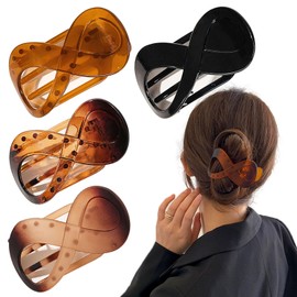 4 PCS French Concord Curved Claw Barrettes for Women - 3.35 Inch Alligator Banana Clips with No Slip Grip, Strong Hold for Volume Styling Hair Accessories