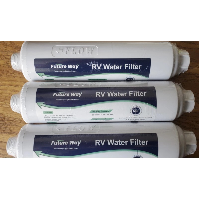 Future Way 4-Pack INLINE RV Water Filter Reduces Odors Sediments