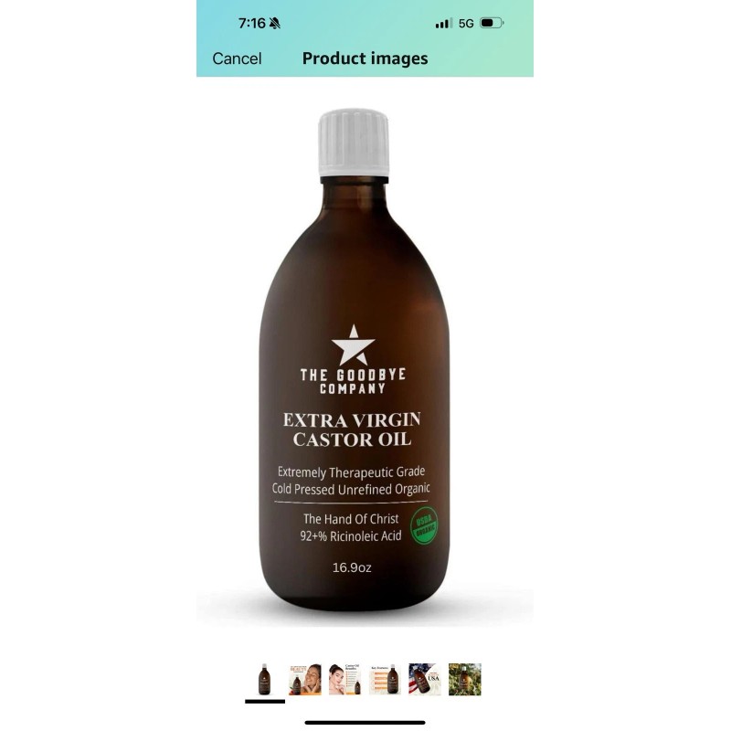 Virgin Extra Virgin Castor Oil Extremely Therapeutic Grade 16 Oz