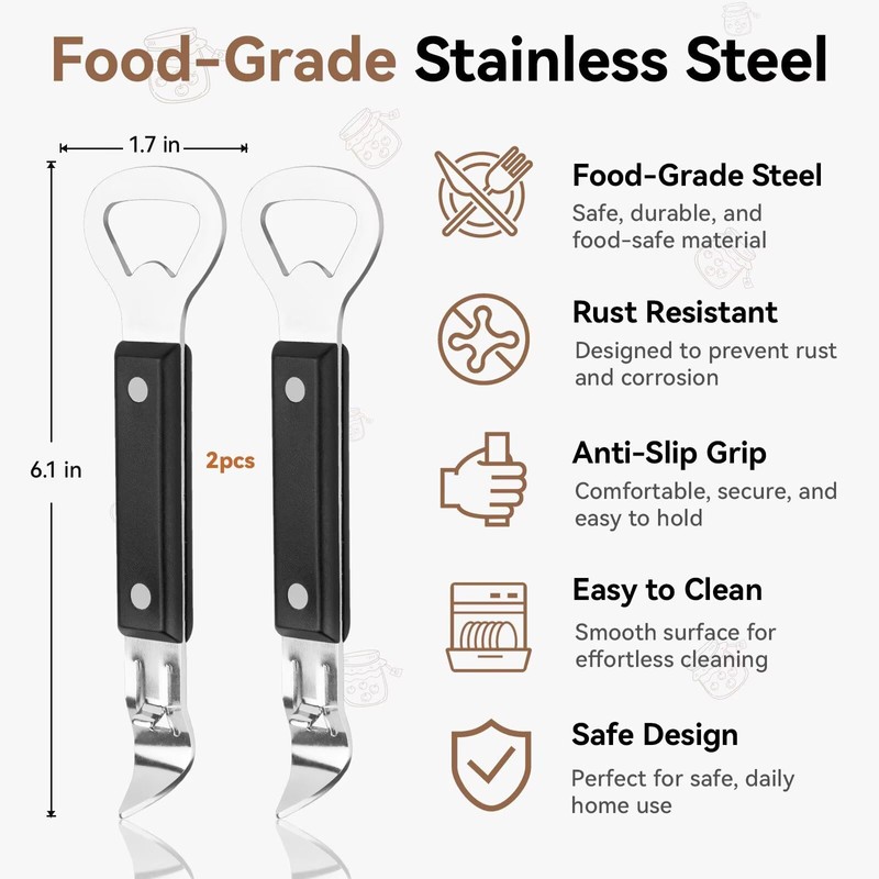 Anyongora 2-in-1 Can Punch Opener & Bottle Opener, 2-Pack, Stainless