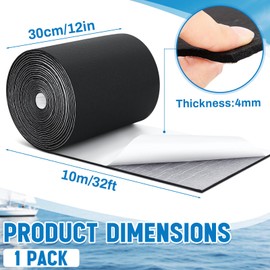 Soulchen 12in x 32ft Black Boat Trailer Bunk Carpet with Adhesive, Marine Outdoor Polyester Marine Bunk Carpet for Boats Trailers and Ramps