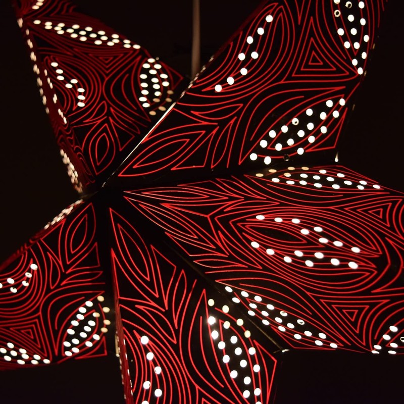 Morse Code Paper Star Lantern with 12 Foot Power Cord