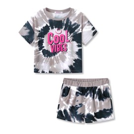 Topgal Girl Summer Casual Outfit Cute T Shirt&Shorts with Side Pockets Pull-On 2 PC Set Size 12/14