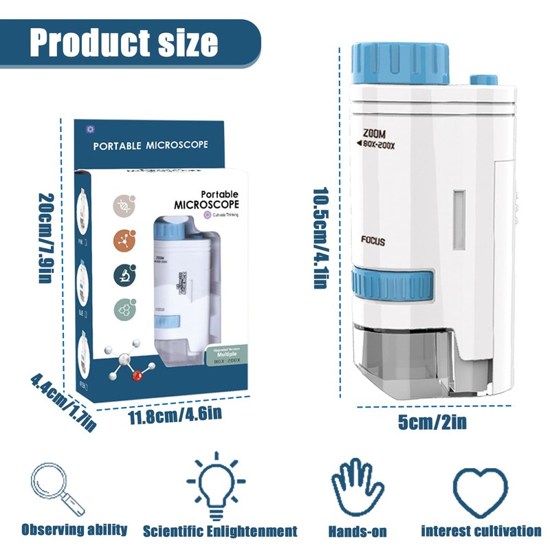Mini Microscope Children's Funmo Pocket Microscope Children's Microscope for Children