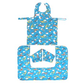 BIB-ON Plus, Full-Coverage Bib and Apron Combination for Infant, Baby, Toddler Ages 0-4. (Planes)