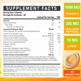 ZEGBALP ZEGBALP Liposomal Vitamin C 1000mg Gummies for Adults - Organic Vitamin C with Erderberry, Zinc, D3 and Collagen for Immune Support - Immunity Supplement for Women & Men, Sugar-Free, Vegan