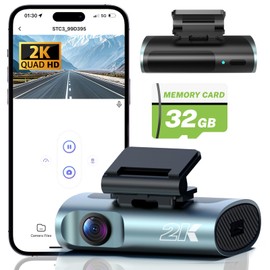 Dash Cam Front, Car Camera 2K, Mini Dash Camera for Cars, Car Camera with Night Vision, Loop Recording，24-Hour Parking Monitor, Emergency G-Sensor, Free 32GB Memory Card