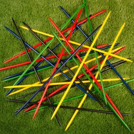 Jumbo Pick Up Sticks Classic Wooden Game, Outdoor or Indoor Fun Strategy and Coordination Game for Adults and Kids by Hey! Play! Multicolor, 32 X 3 X 5"