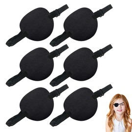 6 Pcs Eye Patches for Adults and Kids,Adjustable Eye Patch Medical,3D Concave Design Pirate Eye Patch for Amblyopia,Medical Eye Patch for Left or Right Eyes Cosplay Costume(Black)