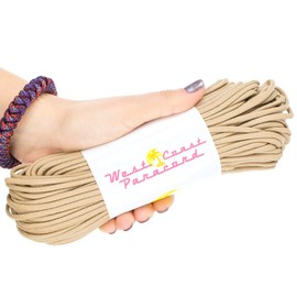 West Coast Paracord 7-Strand 550lb Break Strength-Guaranteed US Made Type III Survival Cord - 30+ Colors to Choose from - Available in 10, 25, 50, 100, 1000 ft (Dusty Tan, 100 Feet)
