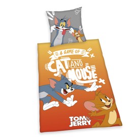 Herding Tom & Jerry Reversible Duvet Cover Set, Pillowcase 80 x 80 cm, Duvet Cover 135 x 200 cm, with Smooth Zip, Cotton/Renforcé