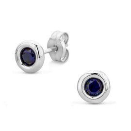 Orovi Stud Earrings Set - White Gold / Yellow Gold - 9 Carat (375) - Women’s Stud Earrings with Cubic Zirconia / Emerald / Ruby / Sapphire, 9ct White Gold