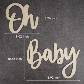 Oh Baby Sign - Wood Color | Perfect for Baby Showers, Gender Reveal Parties, Baby's 1st Birthday, and Photo Backdrops | Boy/Girl Decorations and Party Background