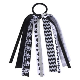 Dog Mom Gifts for Women Cute Black Paw Print Ponytail Hair Streamer Elastic Hair Tie for Dog Owner Lovers Girls Fur Mama Friends Veterinarian Pet Adoption Christmas Birthday Gift