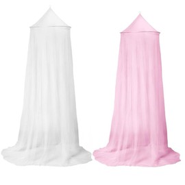 PERFECTOP 2PCS Mosquitero de Camas, Mosquitera de cúpula con Malla Fina, Tienda mosquitera Plegable, 60x 250x900cm, para Uso Familiar y Camping (Rosa y Blanco)