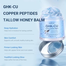 GHK-Cu - Bálsamo de sargo de carne de res con péptido de cobre para cara y cuerpo, crema hidratante diaria con miel de manuka y vitamina E, para aspec