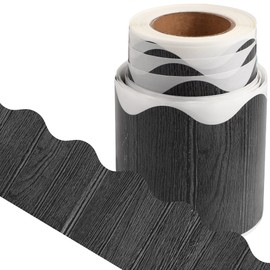 Self Adhesive Wood Bulletin Board Borders Rustic Classroom Bulletin Border Trim for School Home Decoration，49.2 Feet (Black)