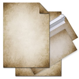 Logbuch-Verlag 25 Sheets of Letter Paper DIN A4 + Envelopes DIN Long - Vintage Paper for Letters Invitations Christmas Birthday