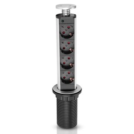 Socket Plug, Retractable Socket with USB Table Power Strip 4-Way Desk Socket Plug Made of Aluminium with Switch for Office Work and Kitchen Surfaces