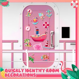 12 Pcs Cruise Door Magnets Decorations Flamingo Cruise Door Magnets Summer Cruise Door Magnetic Stickers Pink Flamingo Cruise Door Decals for Ship Refrigerator Carnival Car Birthday Kitchen Decor